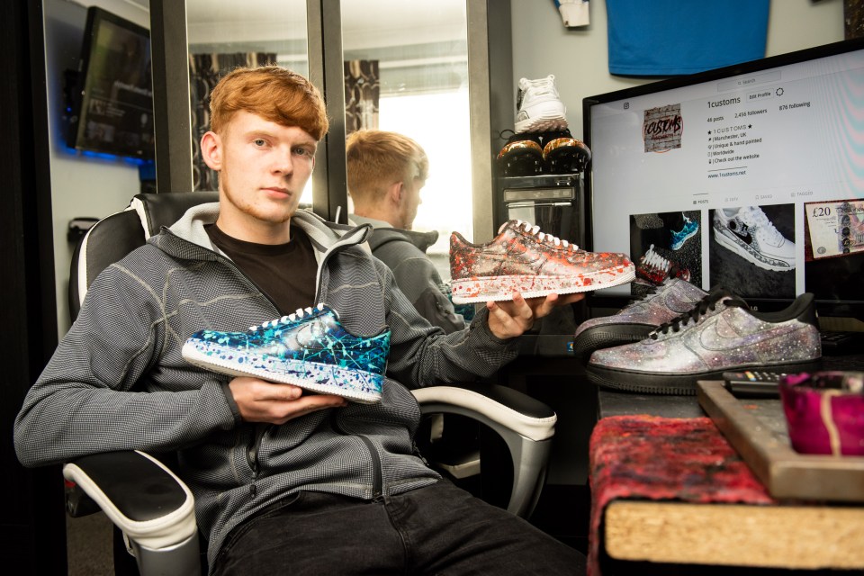 Meet the 17-year-old school dropout who makes £20,000 selling customised trainers from his bedroom
